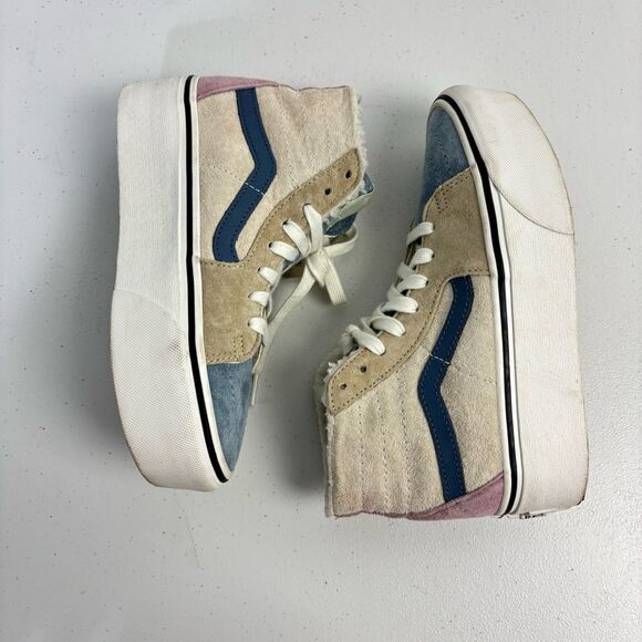 Vans Sk8-hi Tapered Stackform Sneakers Sherpa Lined Color-block Suede Womens 5 - Picture 7 of 14